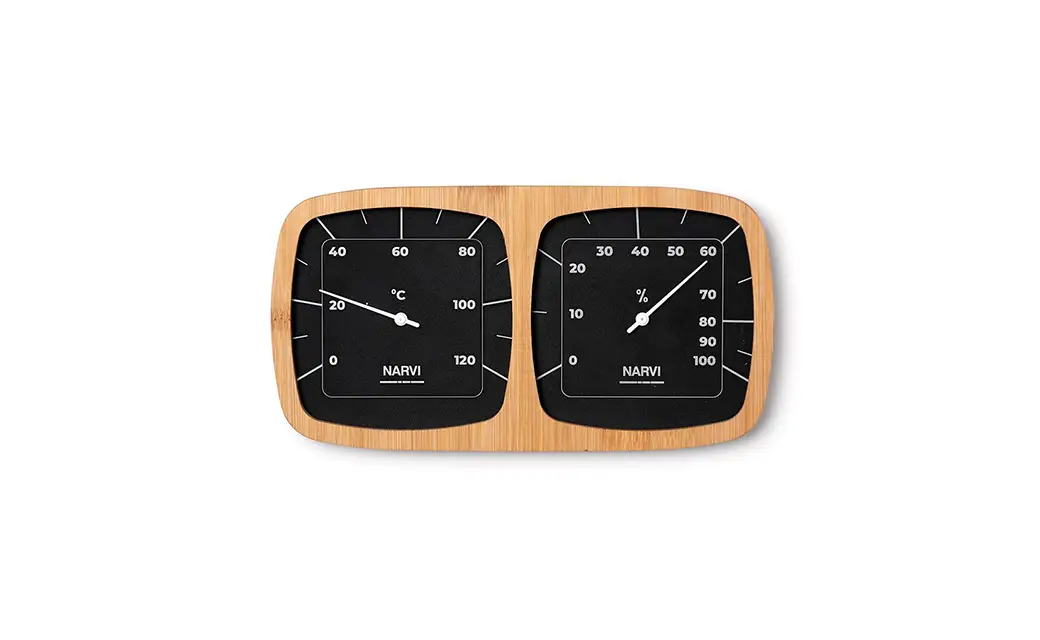 Thermomètre-Hygromètre de Sauna en Bouleau et Aluminium - Narvi Black
