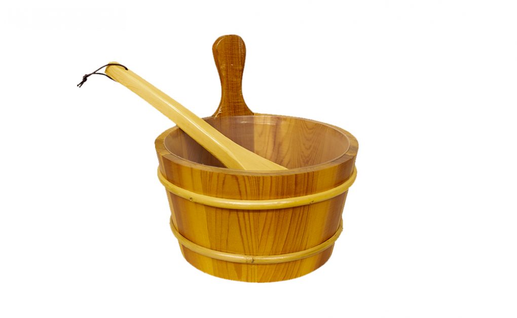 Seau et louche sauna en cèdre
